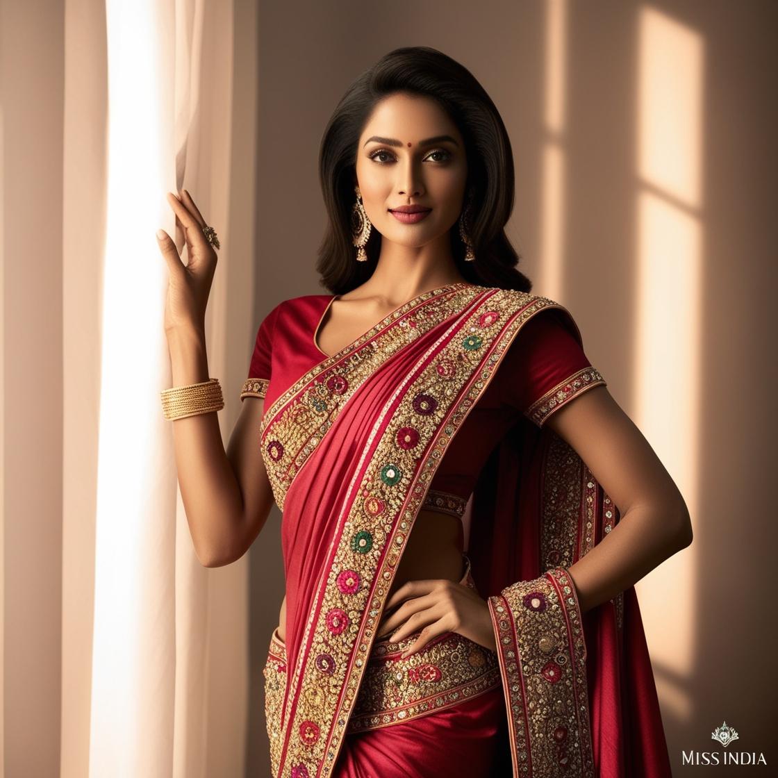 Indian Beautiful lady with traditional dress as Miss India Stellar 2024